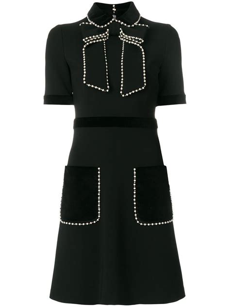 gucci black dress with pearls|Viscose Jersey Dress With Pearls & Crystals In Black .